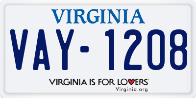 VA license plate VAY1208