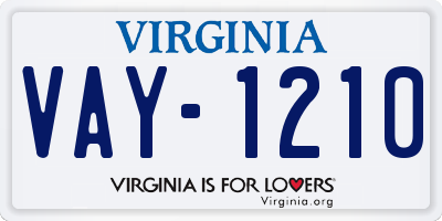 VA license plate VAY1210