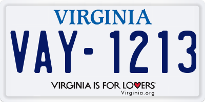 VA license plate VAY1213