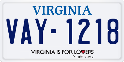 VA license plate VAY1218