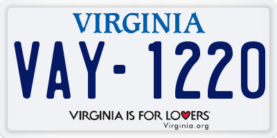 VA license plate VAY1220