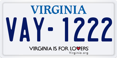 VA license plate VAY1222