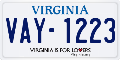 VA license plate VAY1223