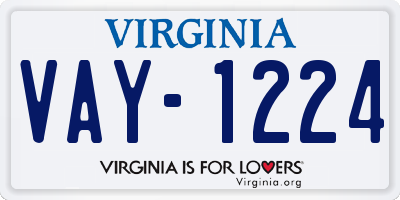 VA license plate VAY1224