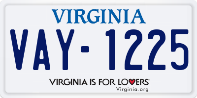 VA license plate VAY1225