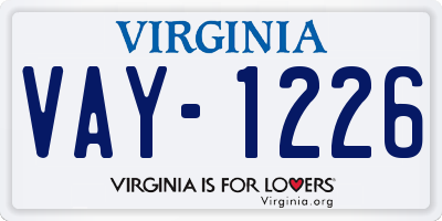 VA license plate VAY1226