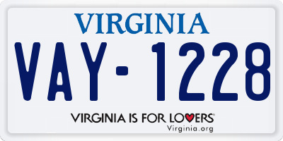 VA license plate VAY1228