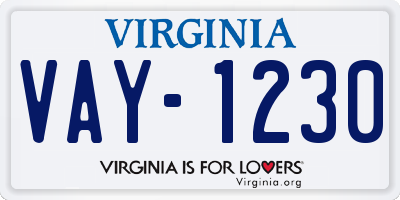 VA license plate VAY1230