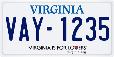VA license plate VAY1235