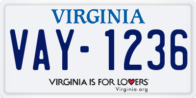 VA license plate VAY1236