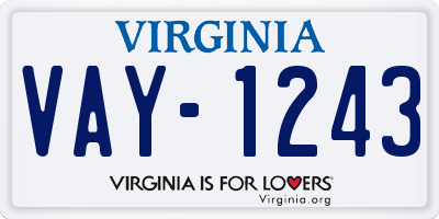 VA license plate VAY1243