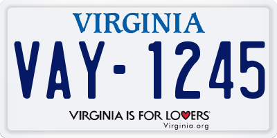 VA license plate VAY1245