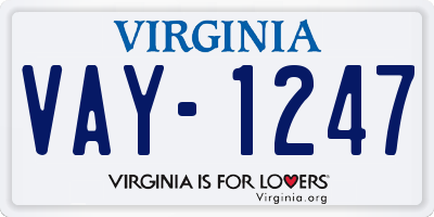 VA license plate VAY1247