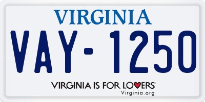 VA license plate VAY1250