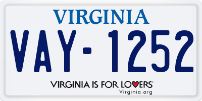 VA license plate VAY1252