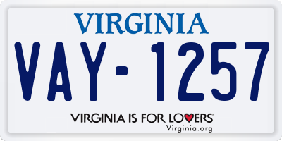 VA license plate VAY1257