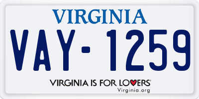 VA license plate VAY1259