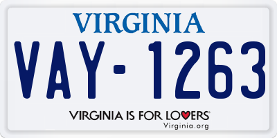 VA license plate VAY1263