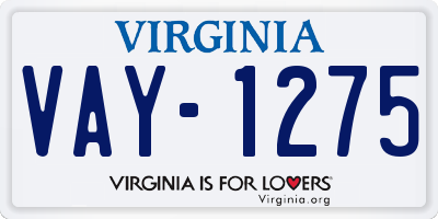 VA license plate VAY1275