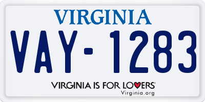 VA license plate VAY1283