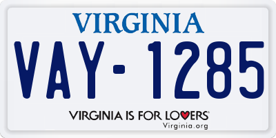VA license plate VAY1285