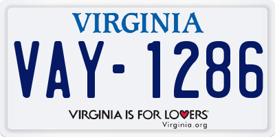 VA license plate VAY1286