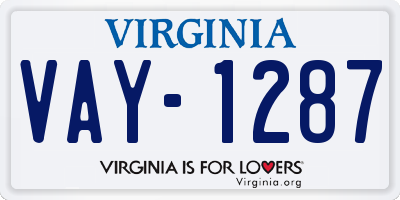 VA license plate VAY1287