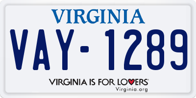 VA license plate VAY1289