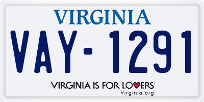 VA license plate VAY1291