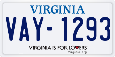 VA license plate VAY1293