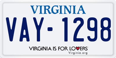 VA license plate VAY1298