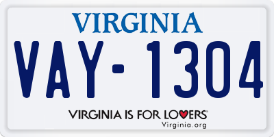 VA license plate VAY1304