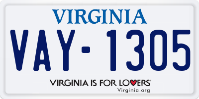 VA license plate VAY1305