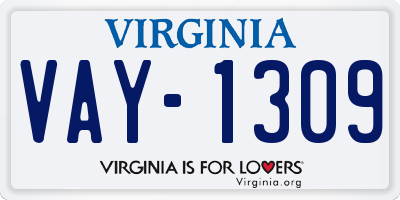 VA license plate VAY1309