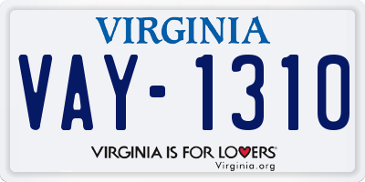 VA license plate VAY1310