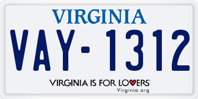 VA license plate VAY1312