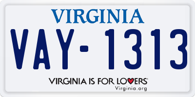 VA license plate VAY1313
