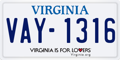 VA license plate VAY1316