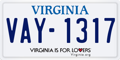 VA license plate VAY1317