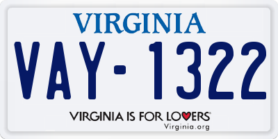 VA license plate VAY1322