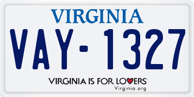 VA license plate VAY1327