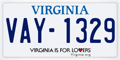 VA license plate VAY1329