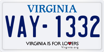 VA license plate VAY1332