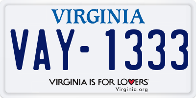 VA license plate VAY1333