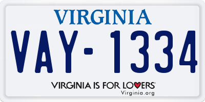 VA license plate VAY1334