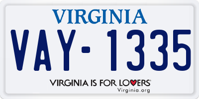 VA license plate VAY1335
