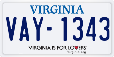 VA license plate VAY1343