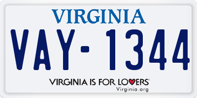 VA license plate VAY1344