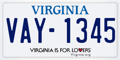 VA license plate VAY1345