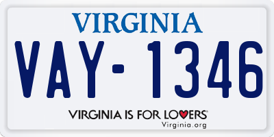 VA license plate VAY1346